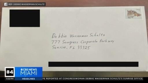 Congresswoman Debbie Wasserman Schultz's Sunrise office threatened by suspicious envelope — CBS Miami, Boca Raton Community news