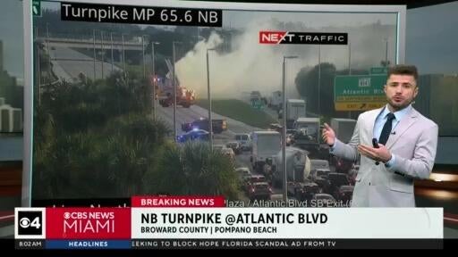 Truck fire shuts down all northbound lanes of Florida’s Turnpike in Pompano Beach — CBS Miami, Boca Raton Community news