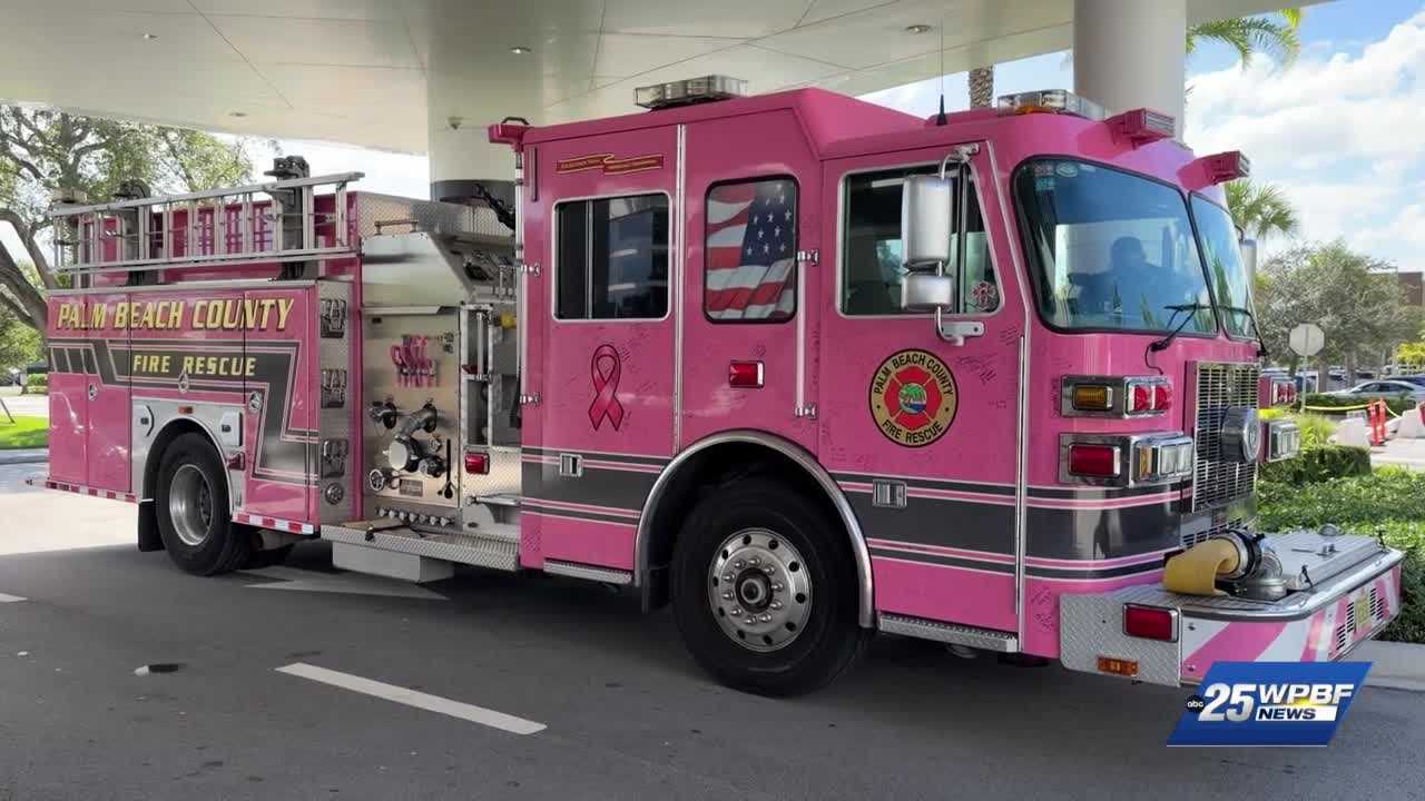 Pink fire truck brings breast cancer awareness to northern Palm Beach County — WPBF West Palm Beach