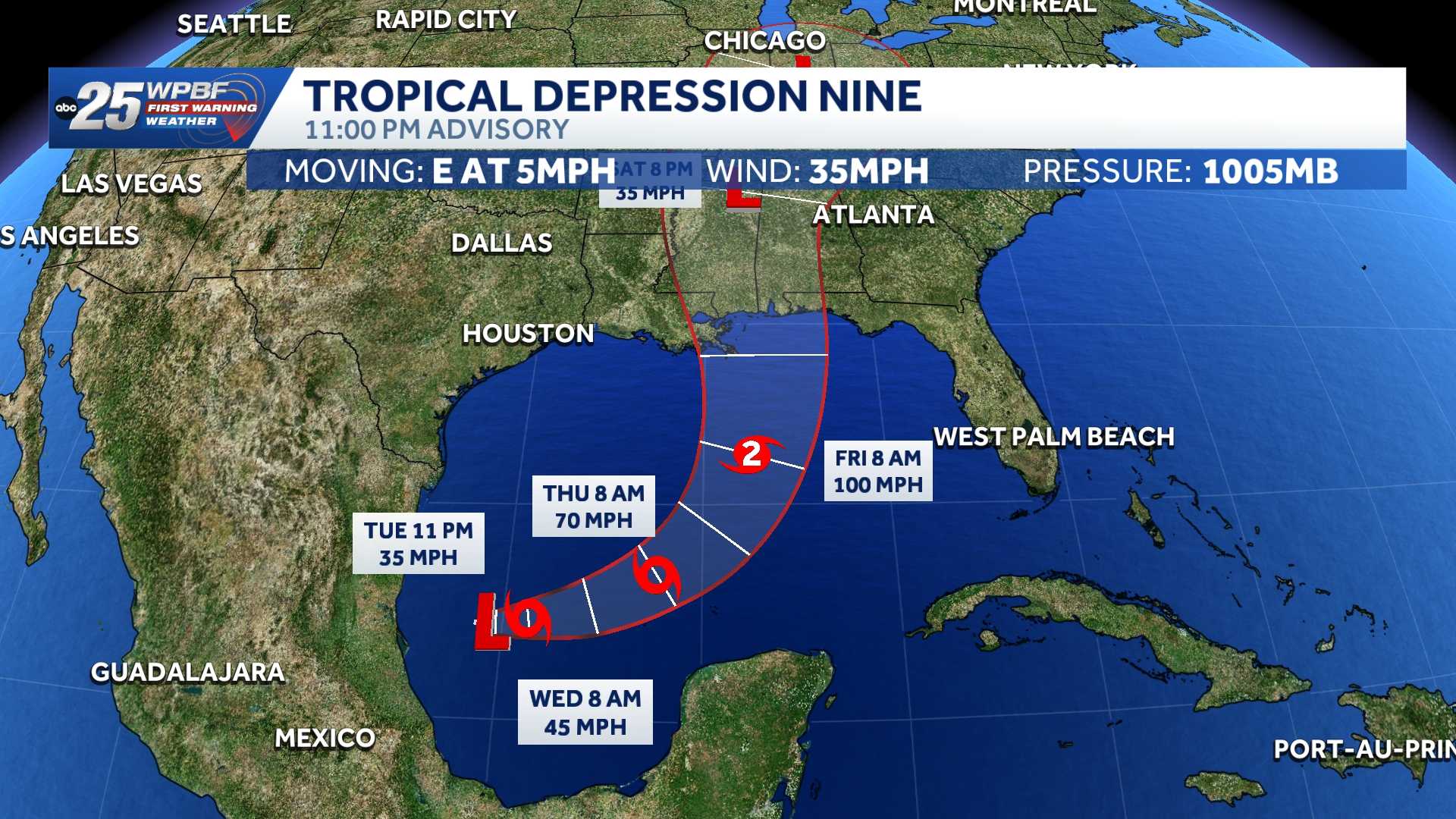 Tropical Depression Nine forms in southwestern Gulf — WPBF West Palm Beach