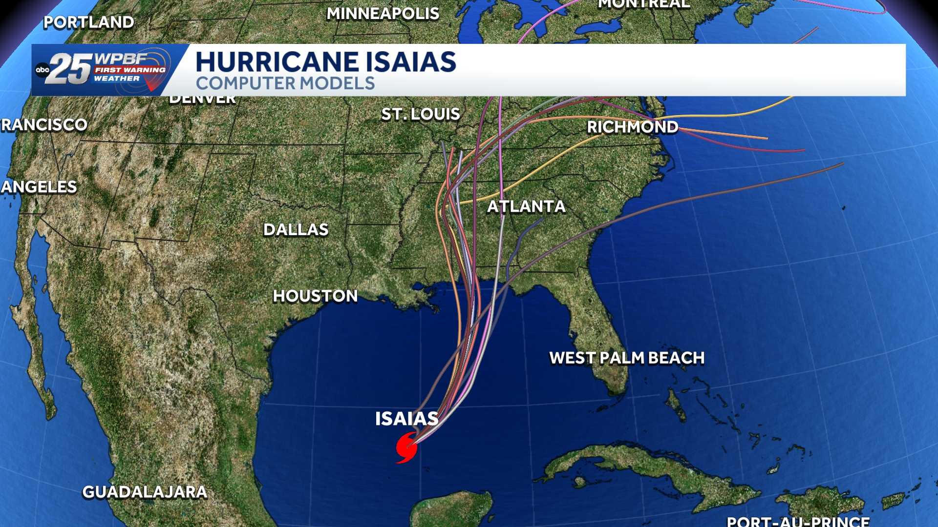 Tracking Isaias: Computer models and maps  — WPBF West Palm Beach