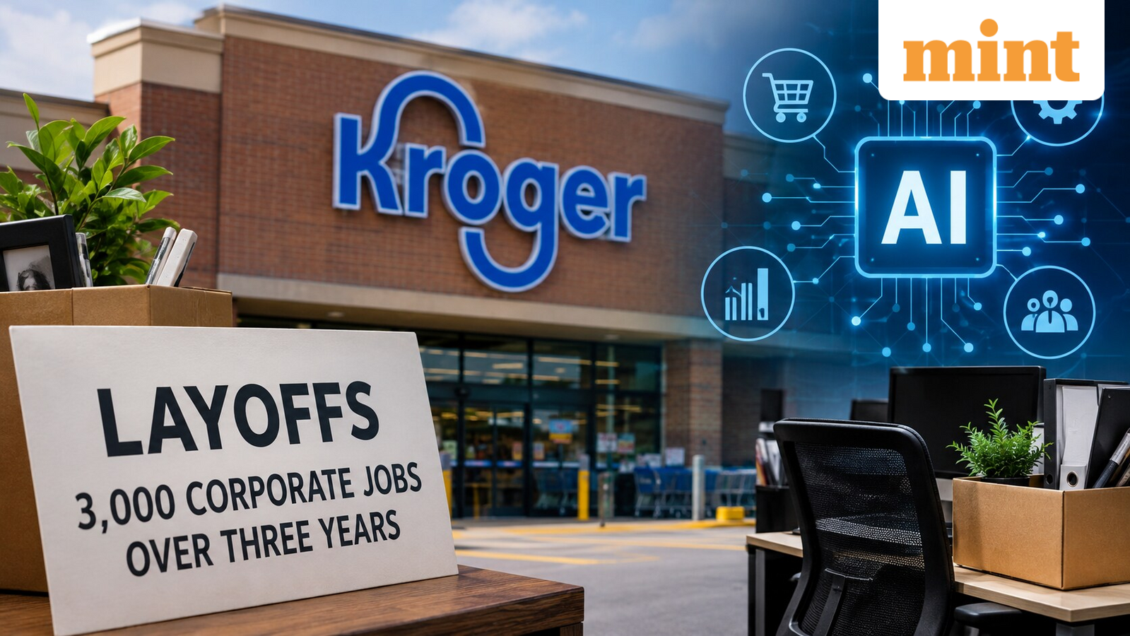 US-based grocery chain Kroger to cut 3,000 corporate jobs over three years amid AI expansion — Mint India, Boca Raton Technology news